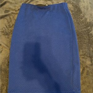 Textured Blue Pencil Skirt